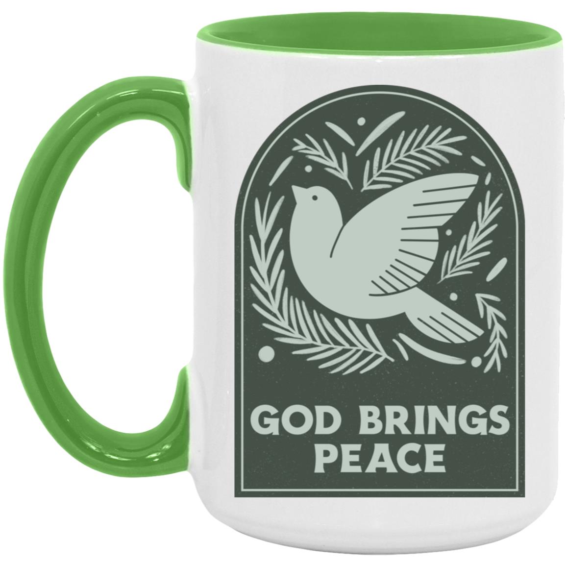 God Brings Peace (11/15oz Accent Mug)