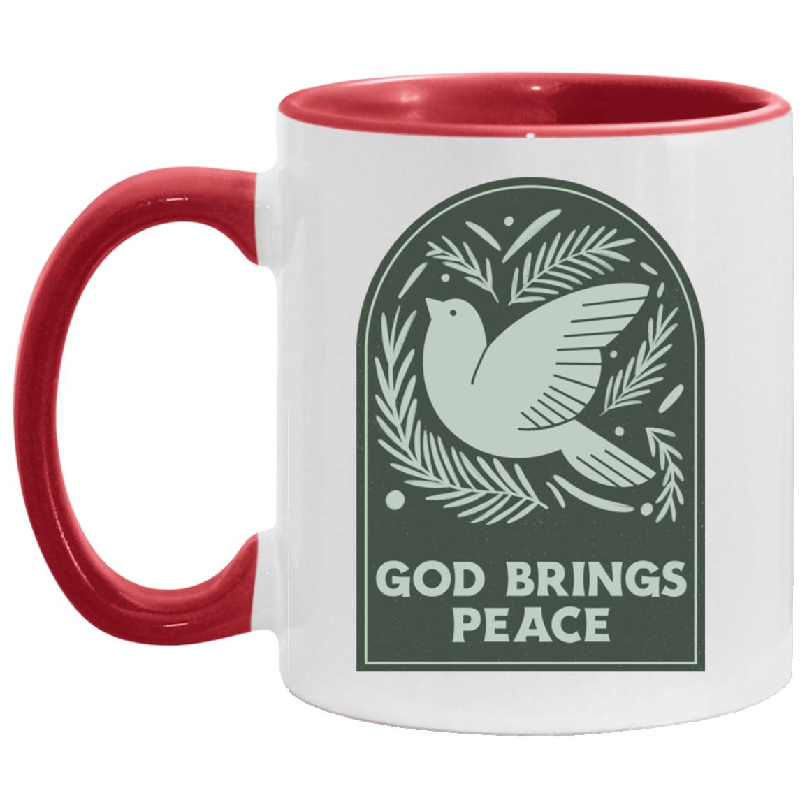 God Brings Peace (11/15oz Accent Mug)