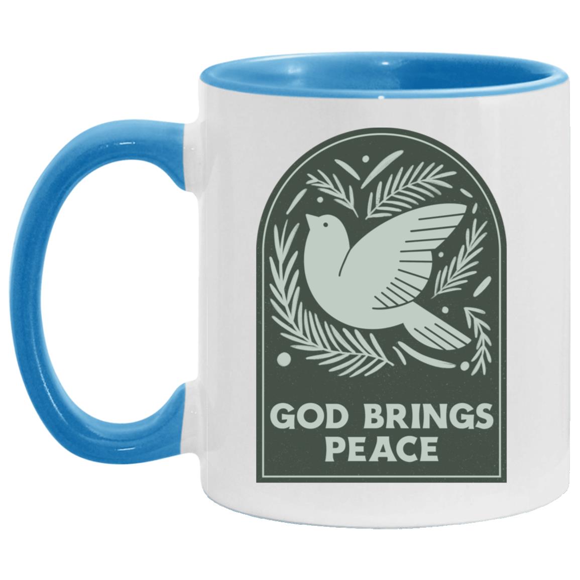 God Brings Peace (11/15oz Accent Mug)