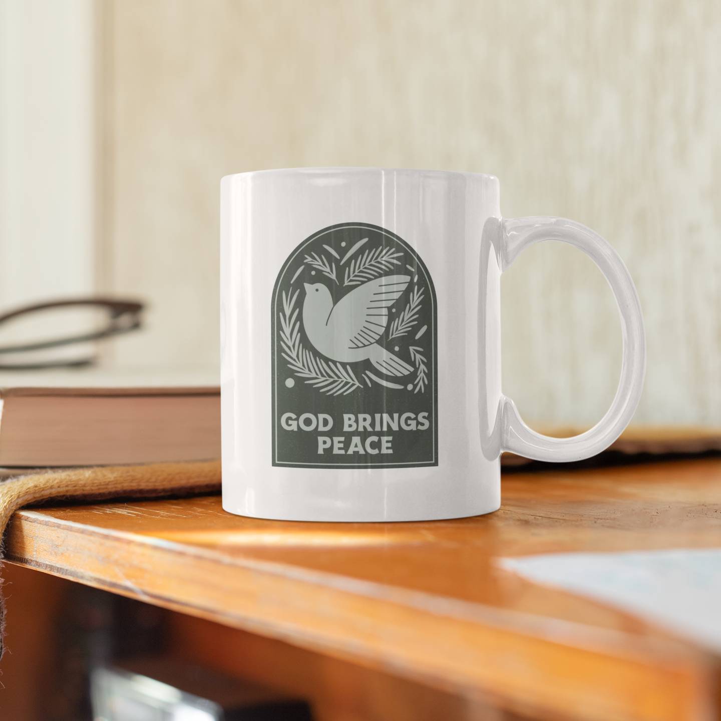 God Brings Peace (11/15oz Black & White Mug)