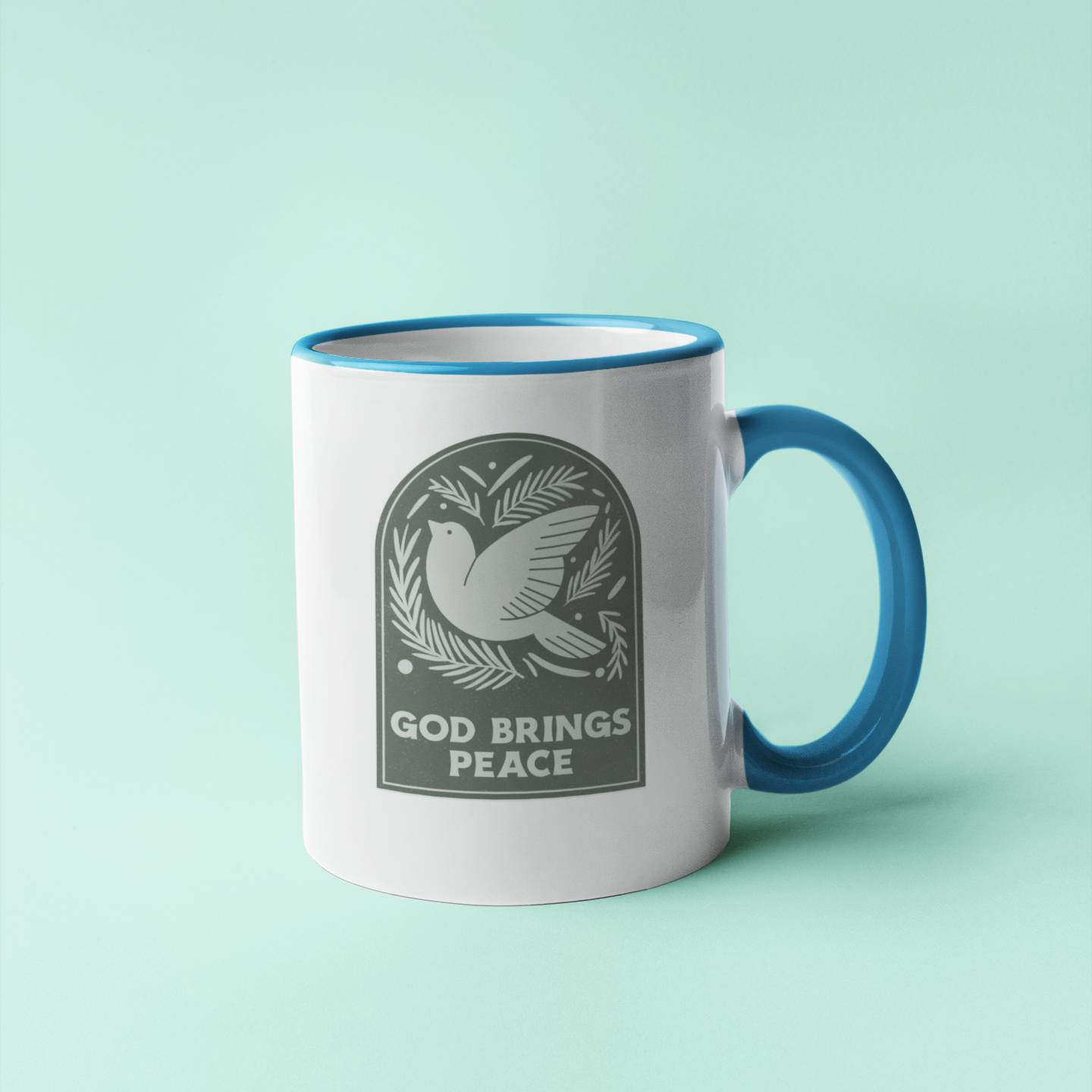 God Brings Peace (11/15oz Accent Mug)