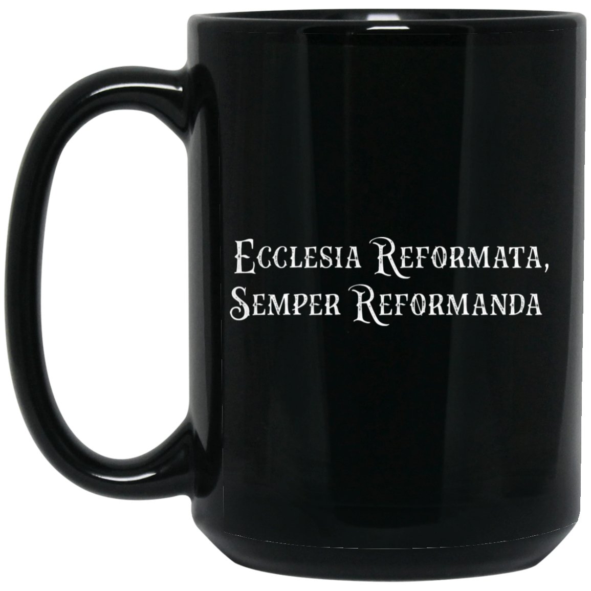 Semper Reformanda (11/15oz Black & White Mug) - SDG Clothing