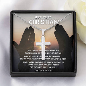 Take Heart, Christian! - Cross Necklace - SDG Clothing