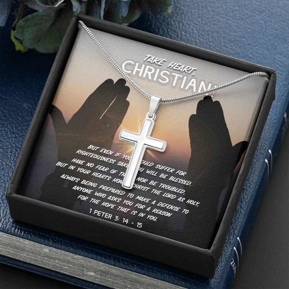 Take Heart, Christian! - Cross Necklace - SDG Clothing