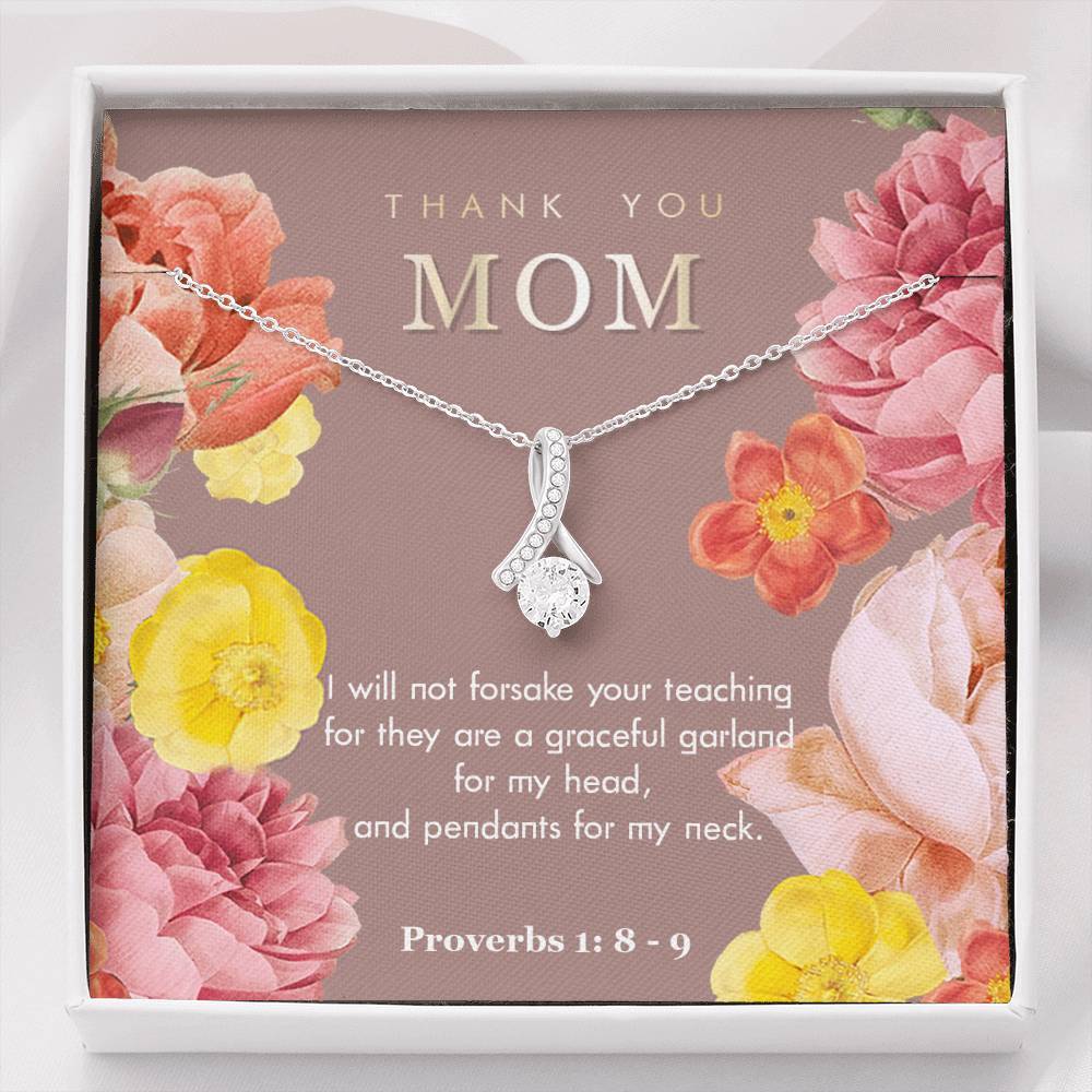 Thank You Mom (Proverbs 1) - Ribbon Necklace - SDG Clothing