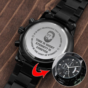 Time is Short - Spurgeon (Black Chronograph Watch) - SDG Clothing