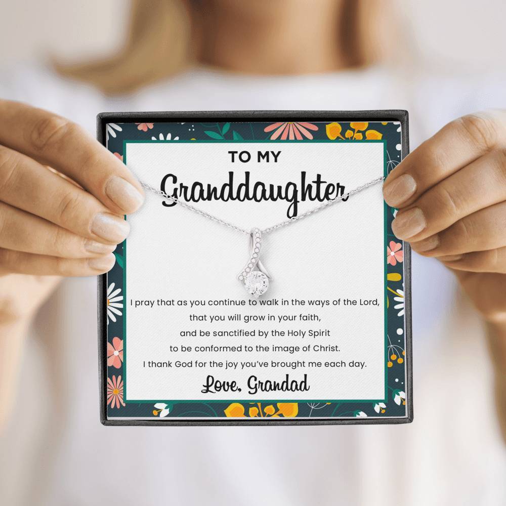 To My Granddaughter - Love, Grandad (Ribbon Necklace) - SDG Clothing